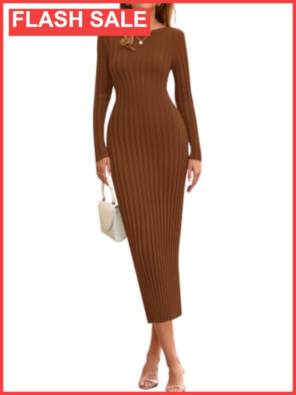 Ribbed Knit Long Sleeve Sweater Dress Boat Neck Bodycon Maxi Pullover